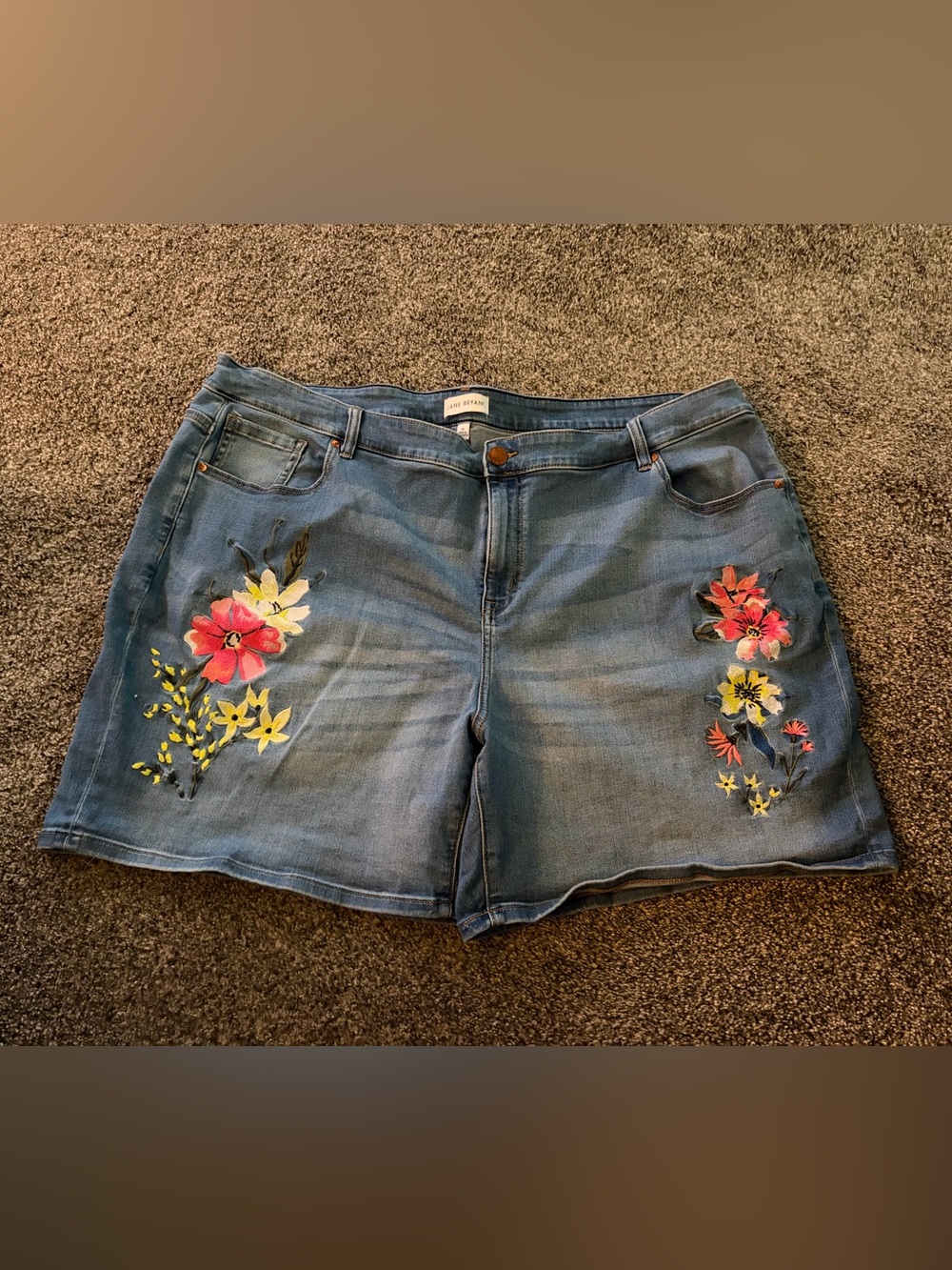 Lane Bryant Embroidered Floral Denim Shorts